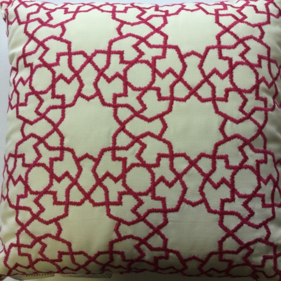 New Pottery barn outdoor pillows Embroidered, white and pink,  20 x 20. - Picture 3 of 4